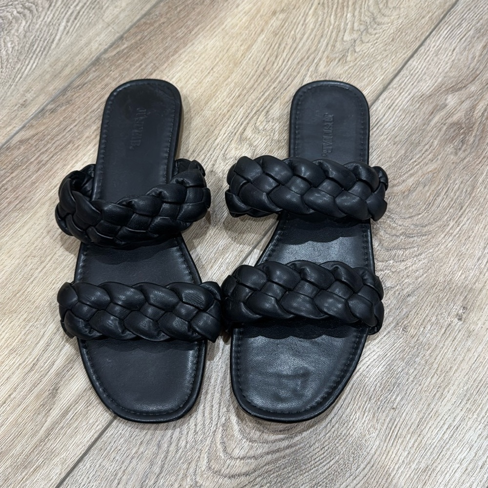 JustFab Flat Ari Woven Sandals - size 12 - for tall women